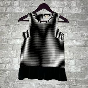 J. Crew Striped Ruffle Hem Sleeveless Blouse Black/white Size XXS B10-8